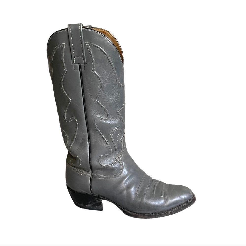 RIO BRAVO Vintage Gray Leather Western Cowboy Boots 7